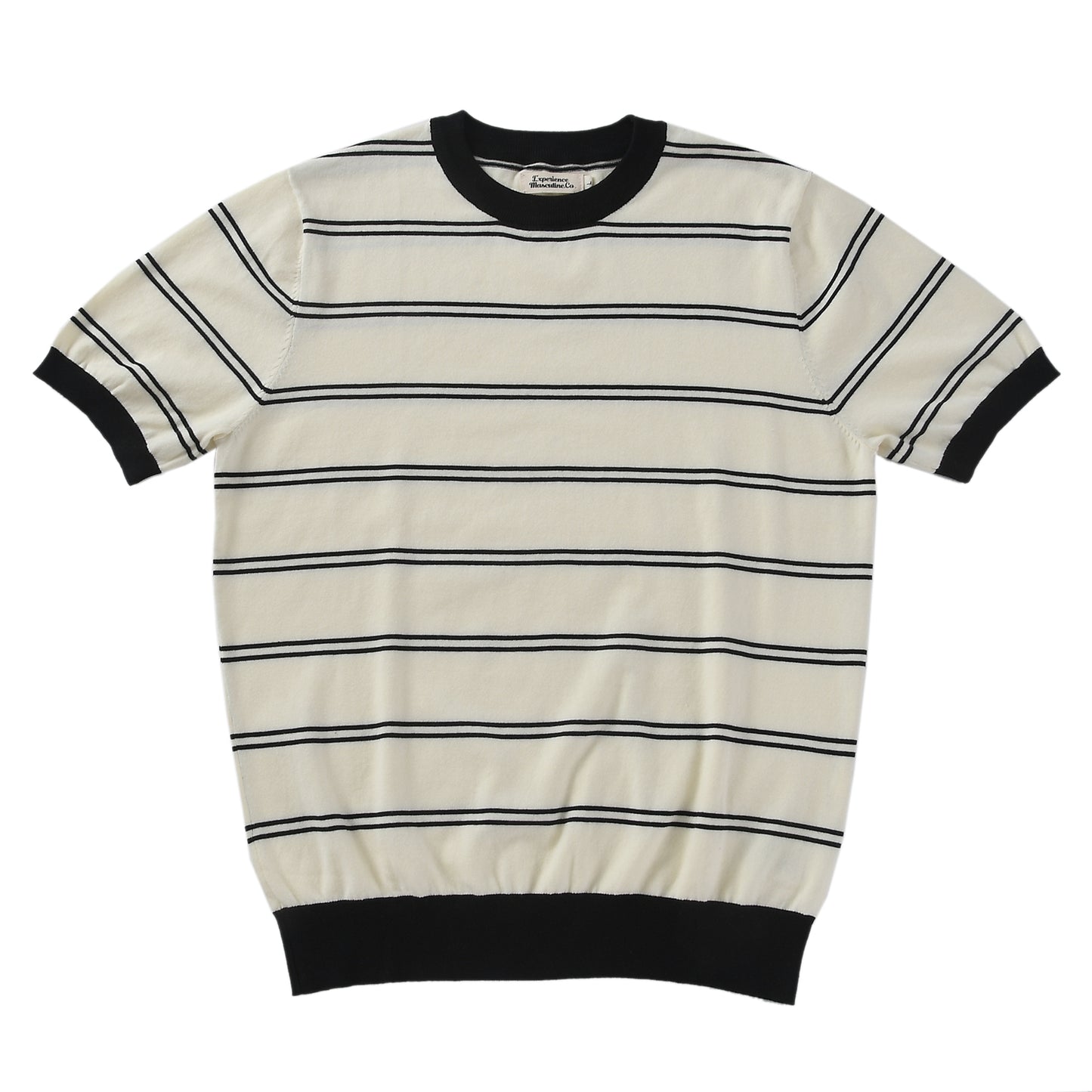 Classic horizontal striped high-quality knit T-shirt for commuting
