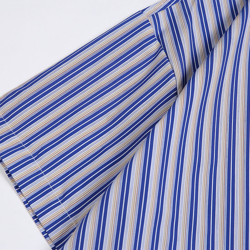 Classic striped work short-sleeved shirt