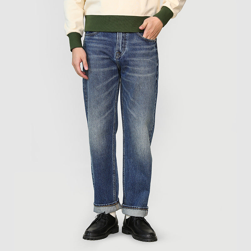 Washed Patch Pocket Denim Pants
