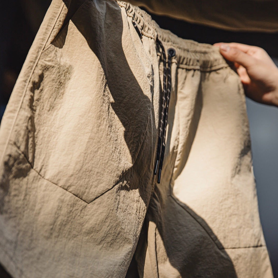 Wrinkle-finish lightweight quick-drying shorts