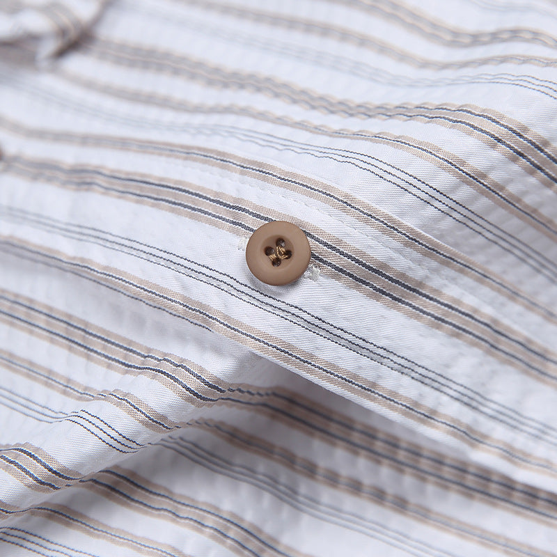 Classic striped functional pocket short sleeve shirt