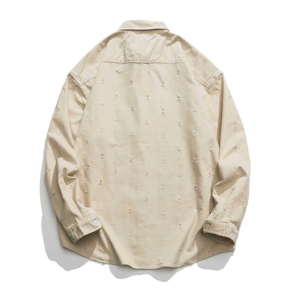 Distressed retro long-sleeved shirt