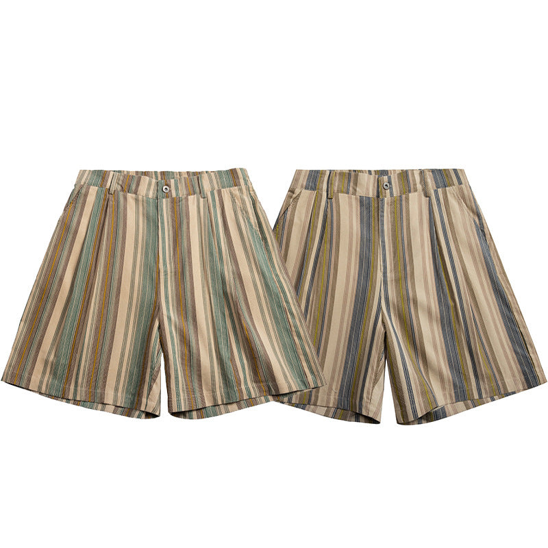 Color-coordinated striped casual shorts