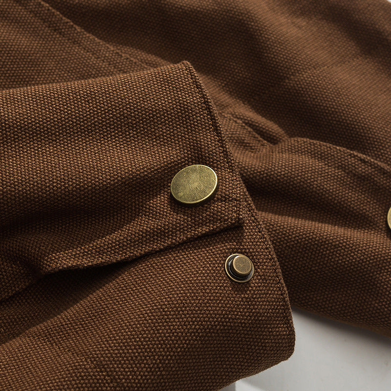 Corduroy neck multi-pocket retro jacket