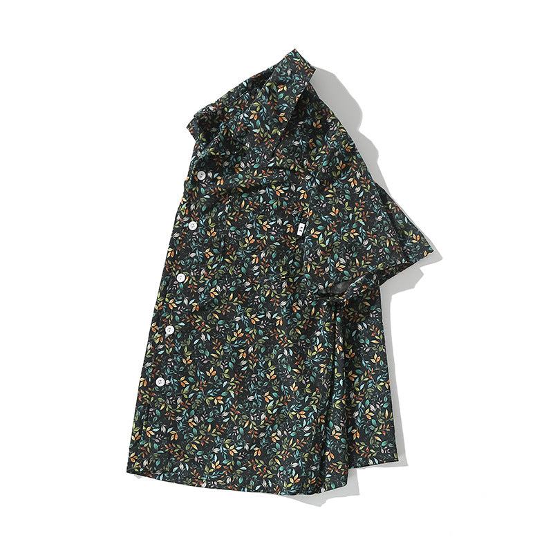 Branch and leaf print aloha shirt
