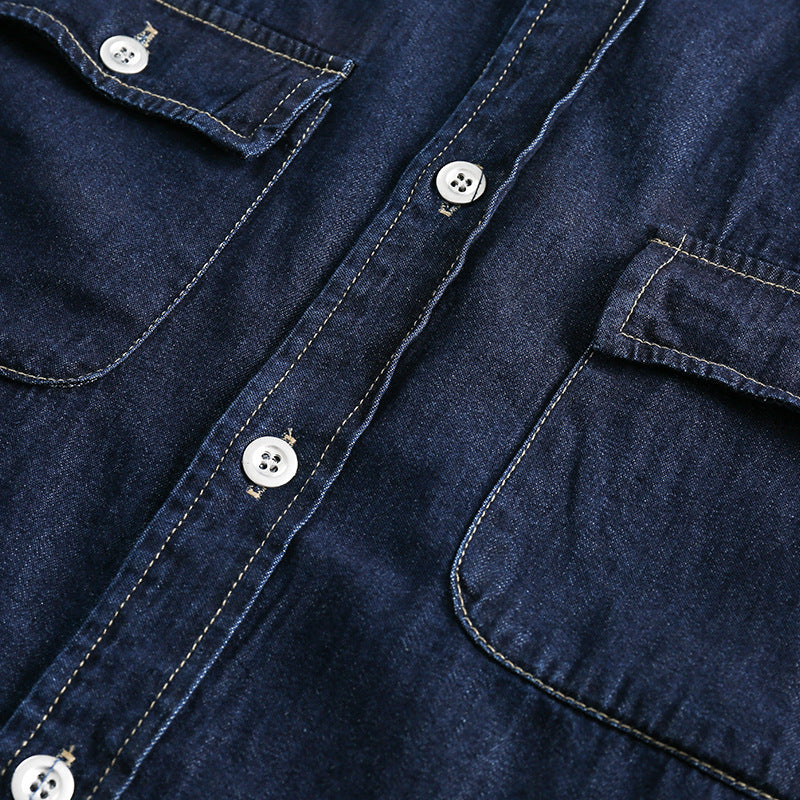 Denim pocket classic short sleeve shirt