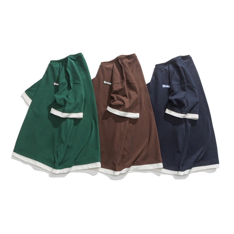 Choose from three colors. Simple color combination. Easy to match short-sleeved T-shirt.