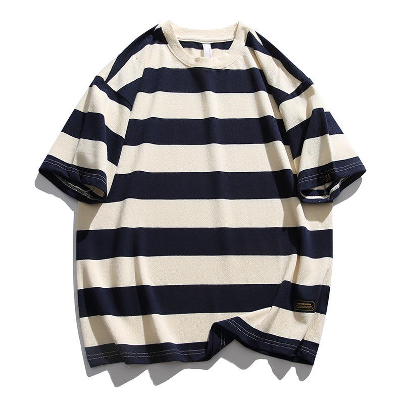 Classic wide horizontal striped short sleeve T-shirt