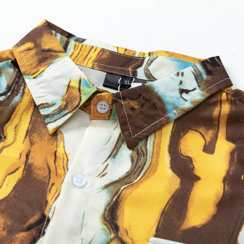 Vintage oil painting short sleeve shirt