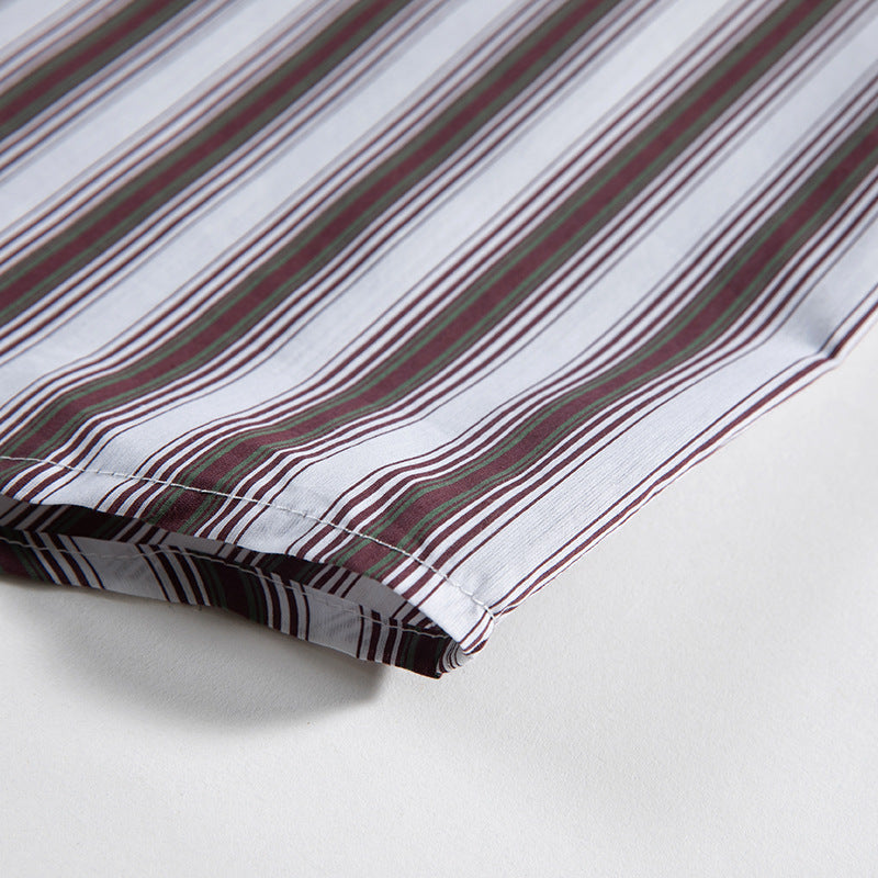 Classic striped work short-sleeved shirt