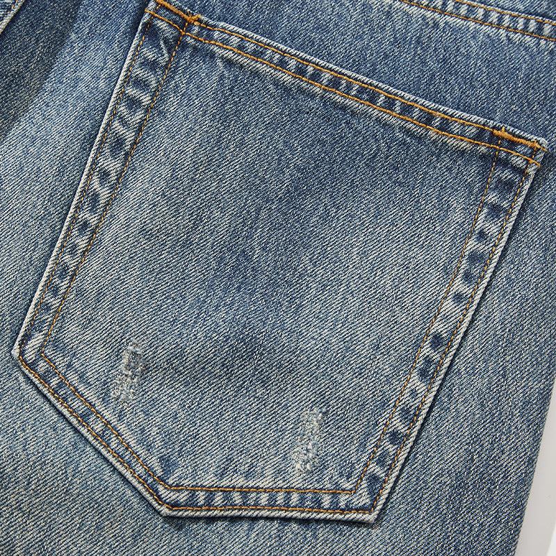 Loose Straight Retro Vintage Cargo Denim Pants