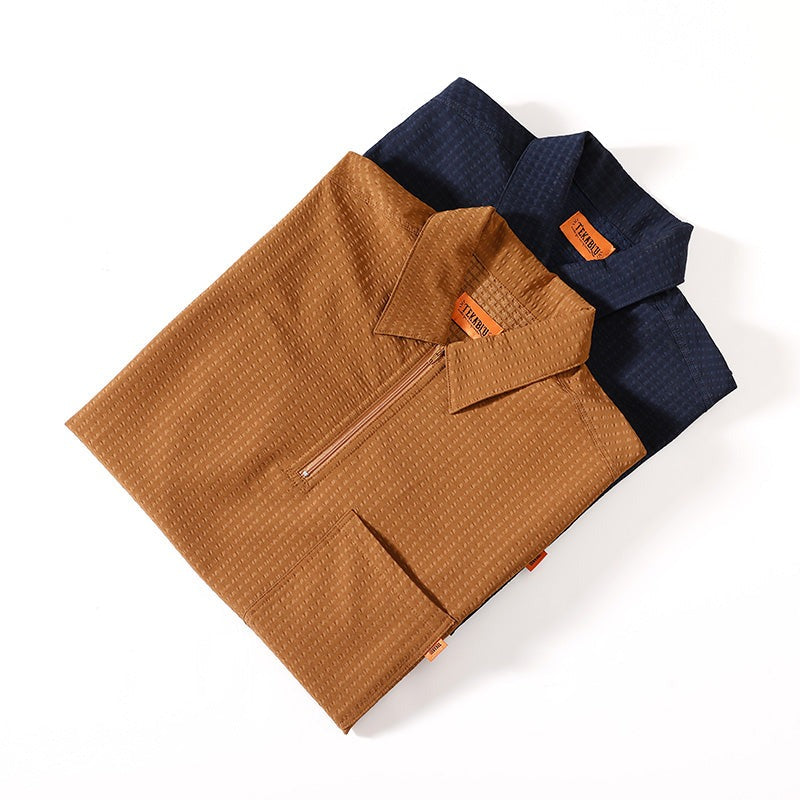 High-quality plain zipper classic polo shirt