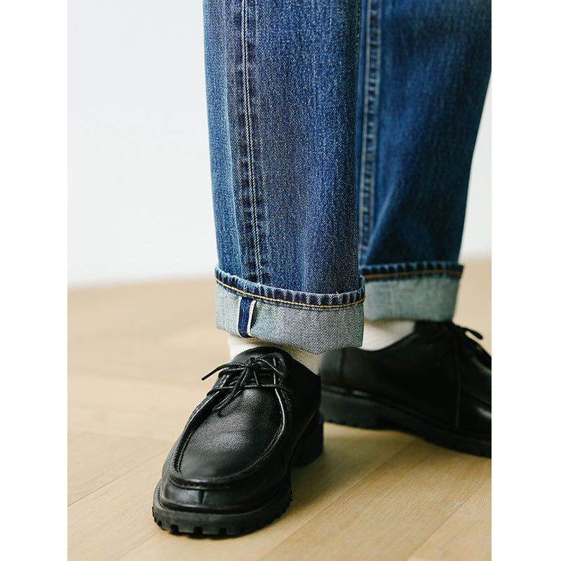 Washed Patch Pocket Denim Pants