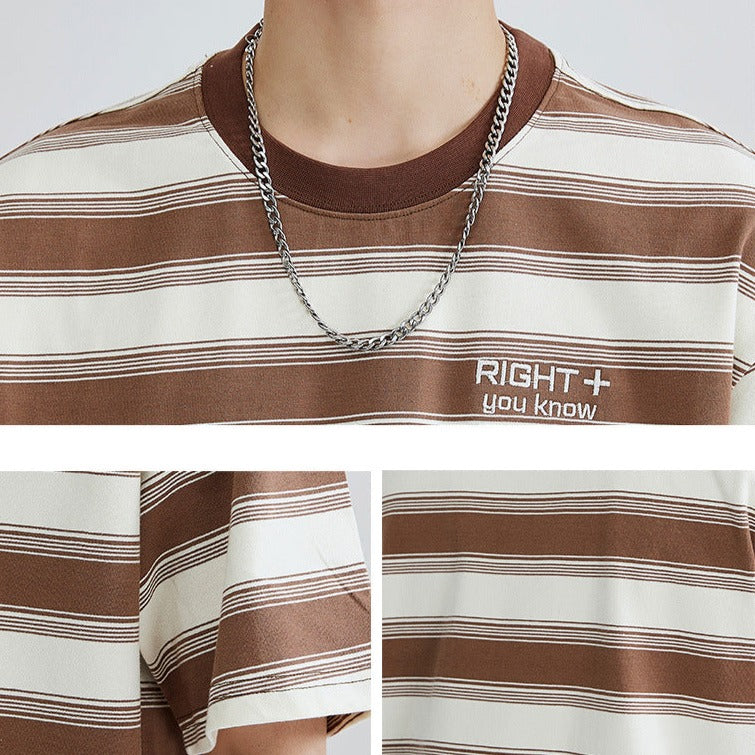 Classic wide horizontal striped short sleeve T-shirt
