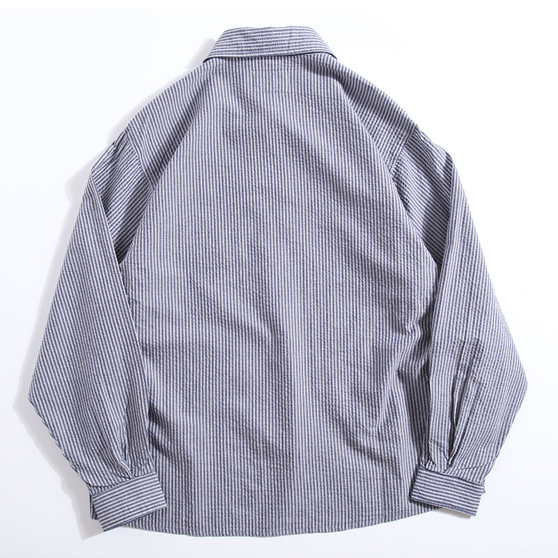 Retro Striped Elbow Patchwork Long Sleeve Shirt