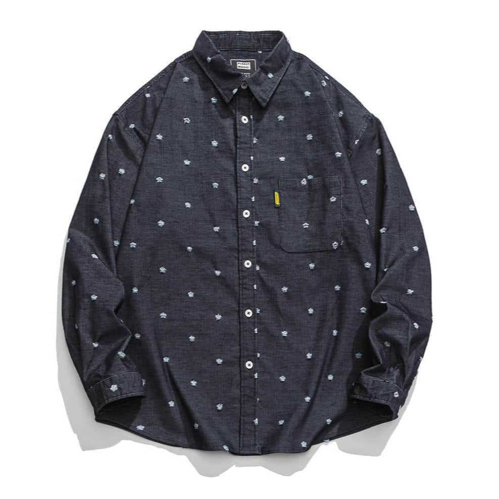 Distressed retro long-sleeved shirt