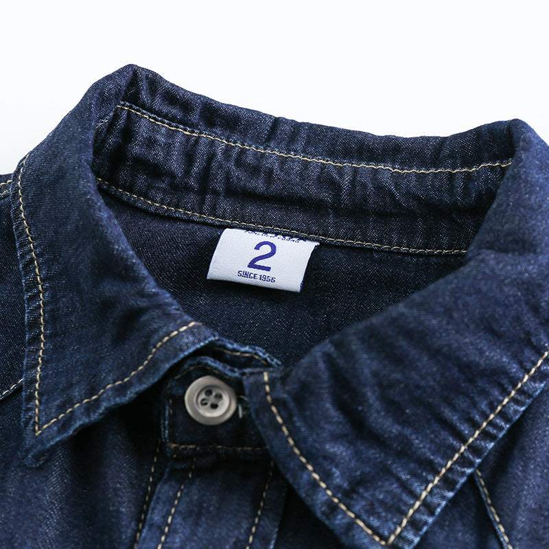 Denim pocket classic short sleeve shirt