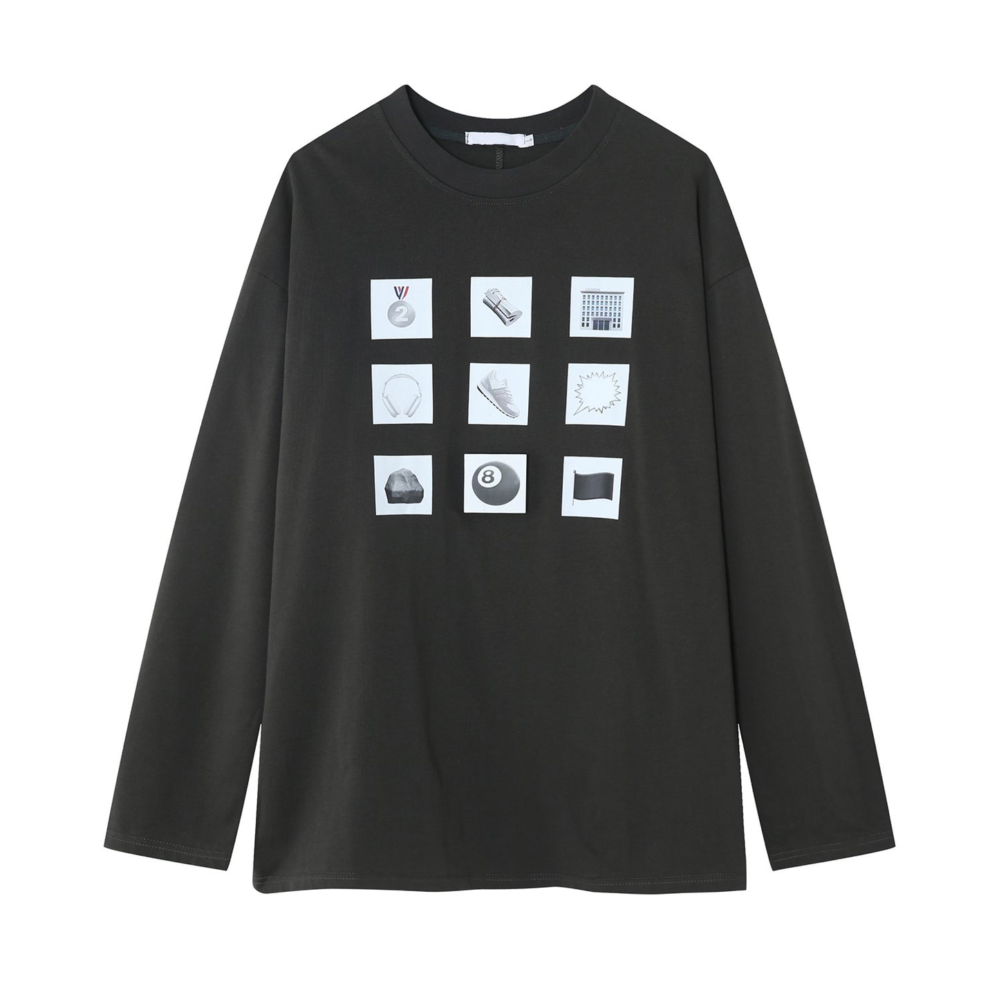 American casual print three-color long-sleeved T-shirt