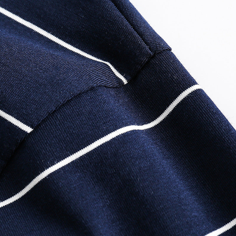 Easy-to-match striped embroidered long-sleeved T-shirt