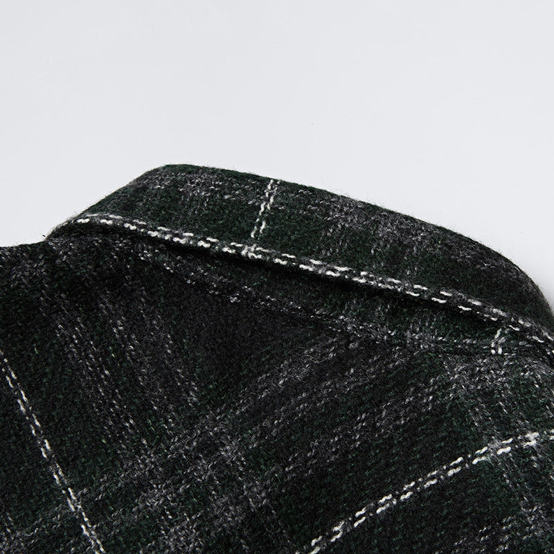 Classic check pattern pocket long sleeve shirt