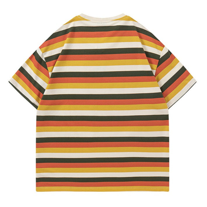 Colorful horizontal striped casual T-shirt