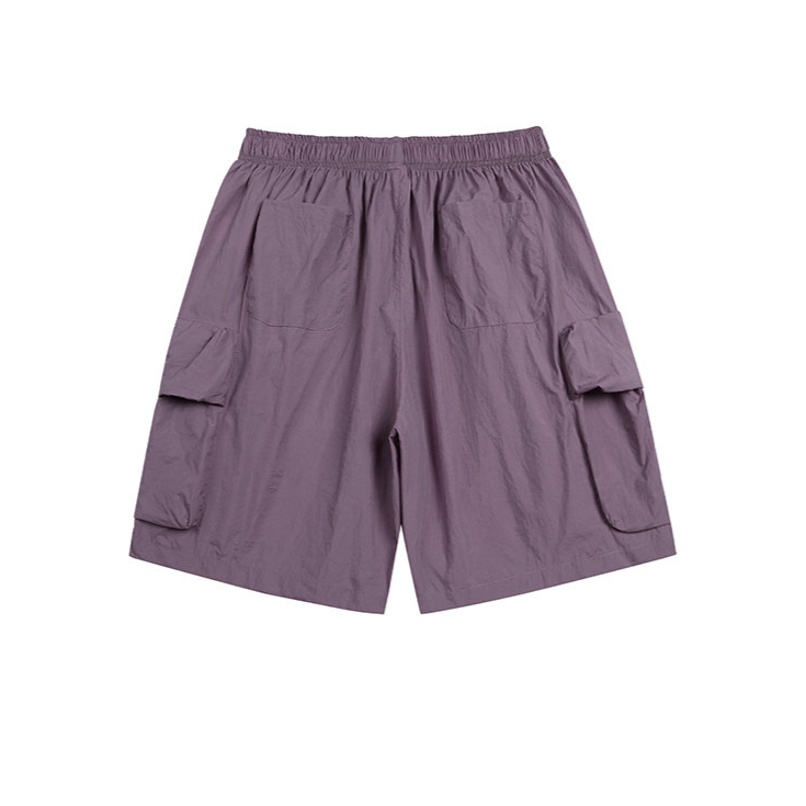 Solid color drawstring pocket track shorts
