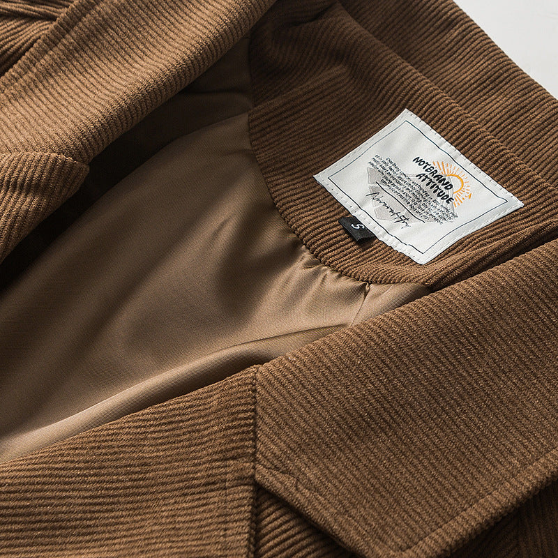 Plain corduroy folded neck jacket