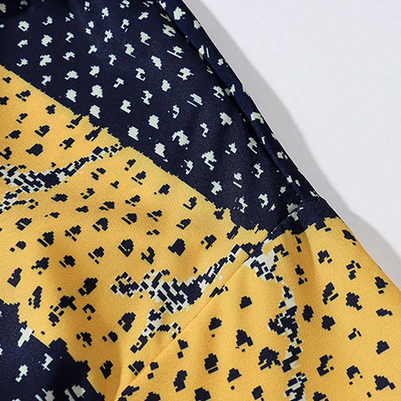 Vintage color print short sleeve shirt