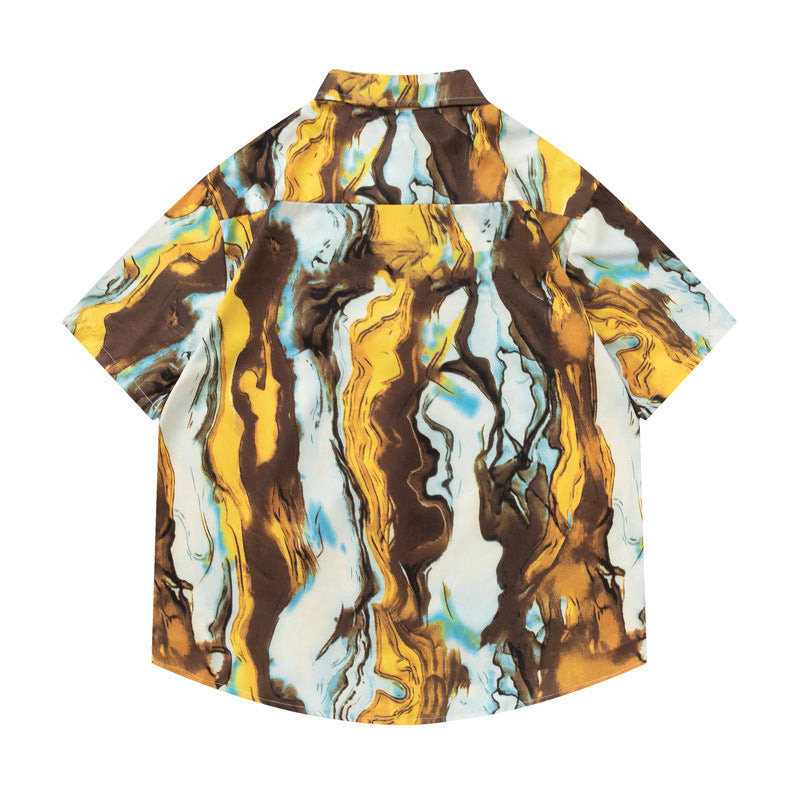 Vintage oil painting short sleeve shirt
