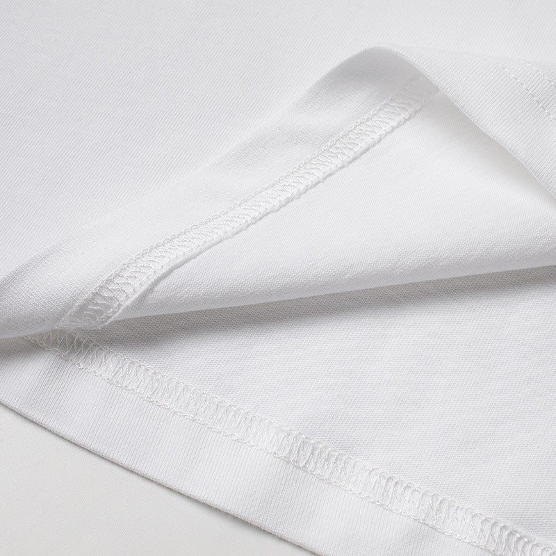Embroidered pocket plain casual short sleeve T-shirt