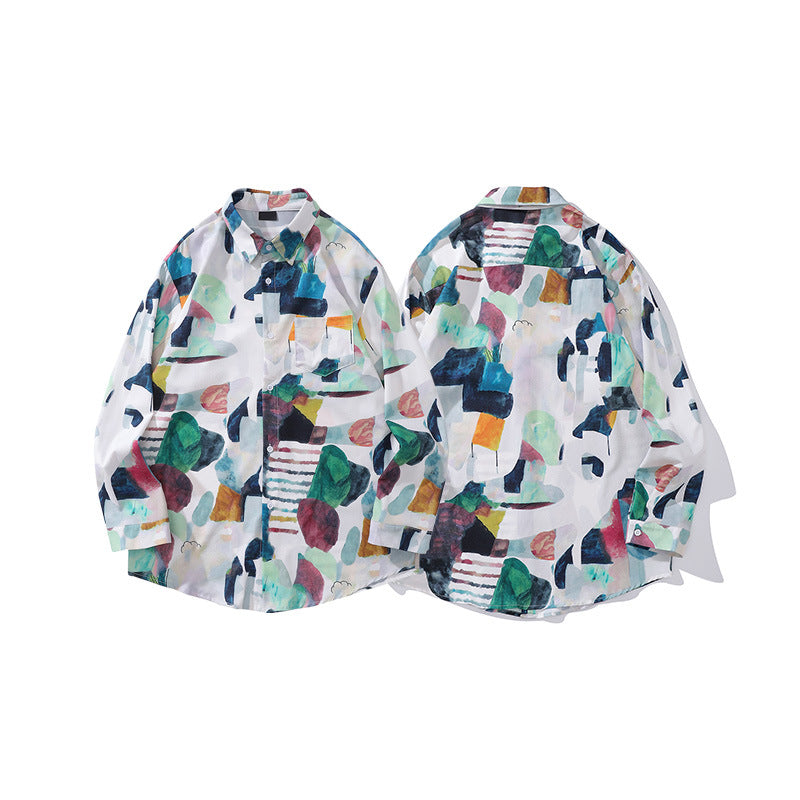 New Spring Retro Graffiti Long Sleeve Shirt
