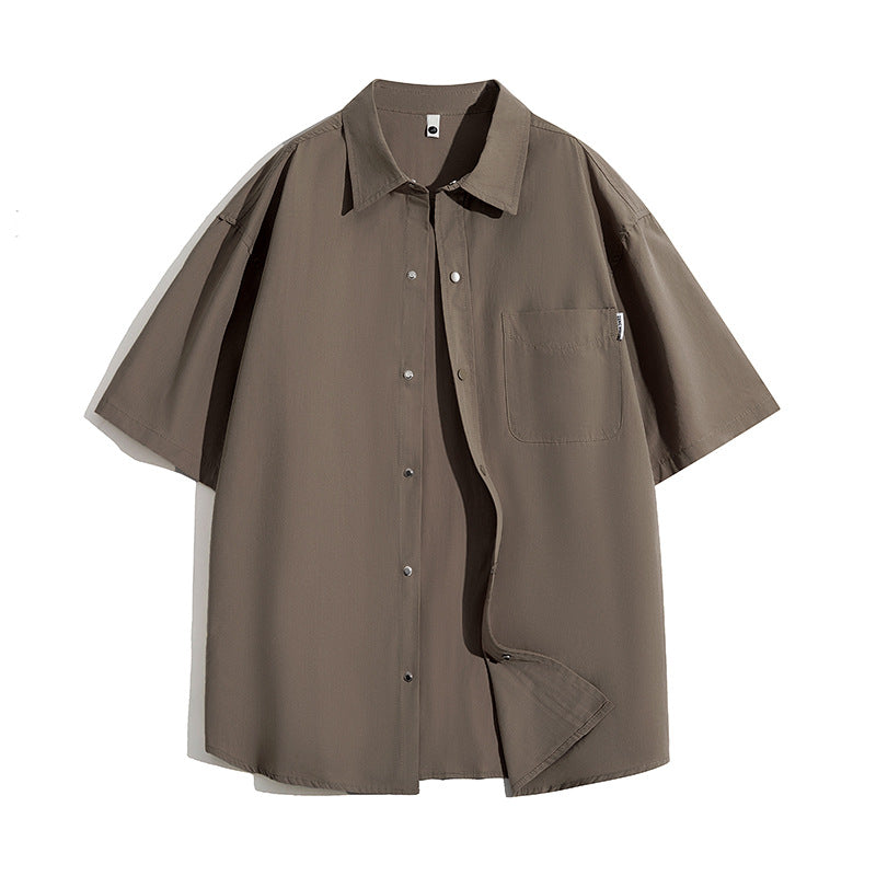 Plain casual half-sleeve men's shirt