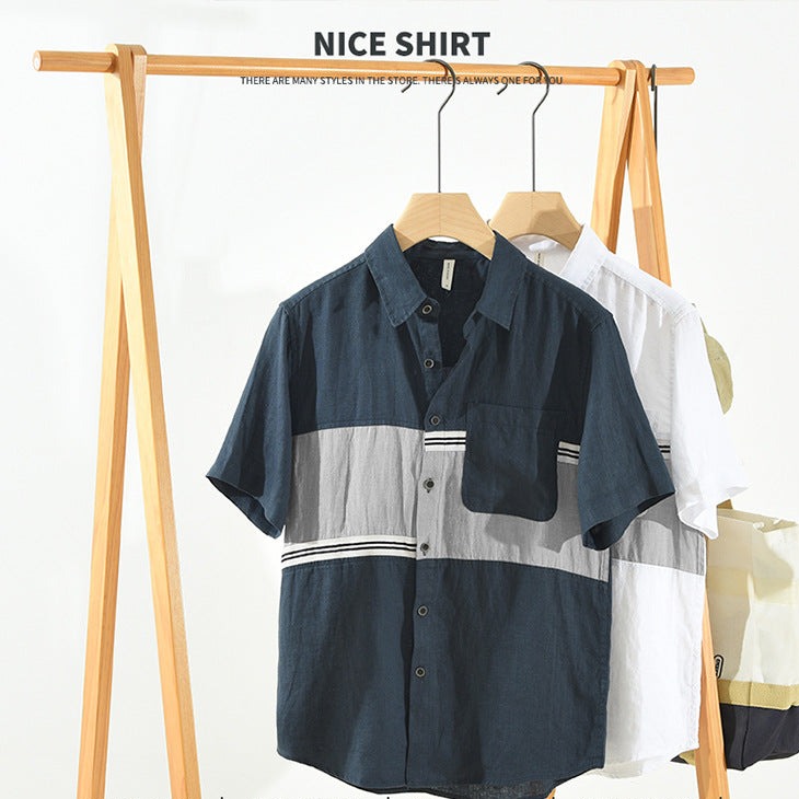 Color-coordinated, breathable linen shirt