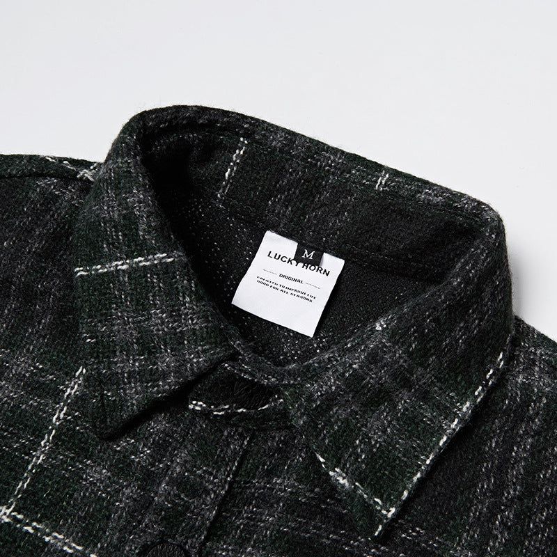 Classic check pattern pocket long sleeve shirt