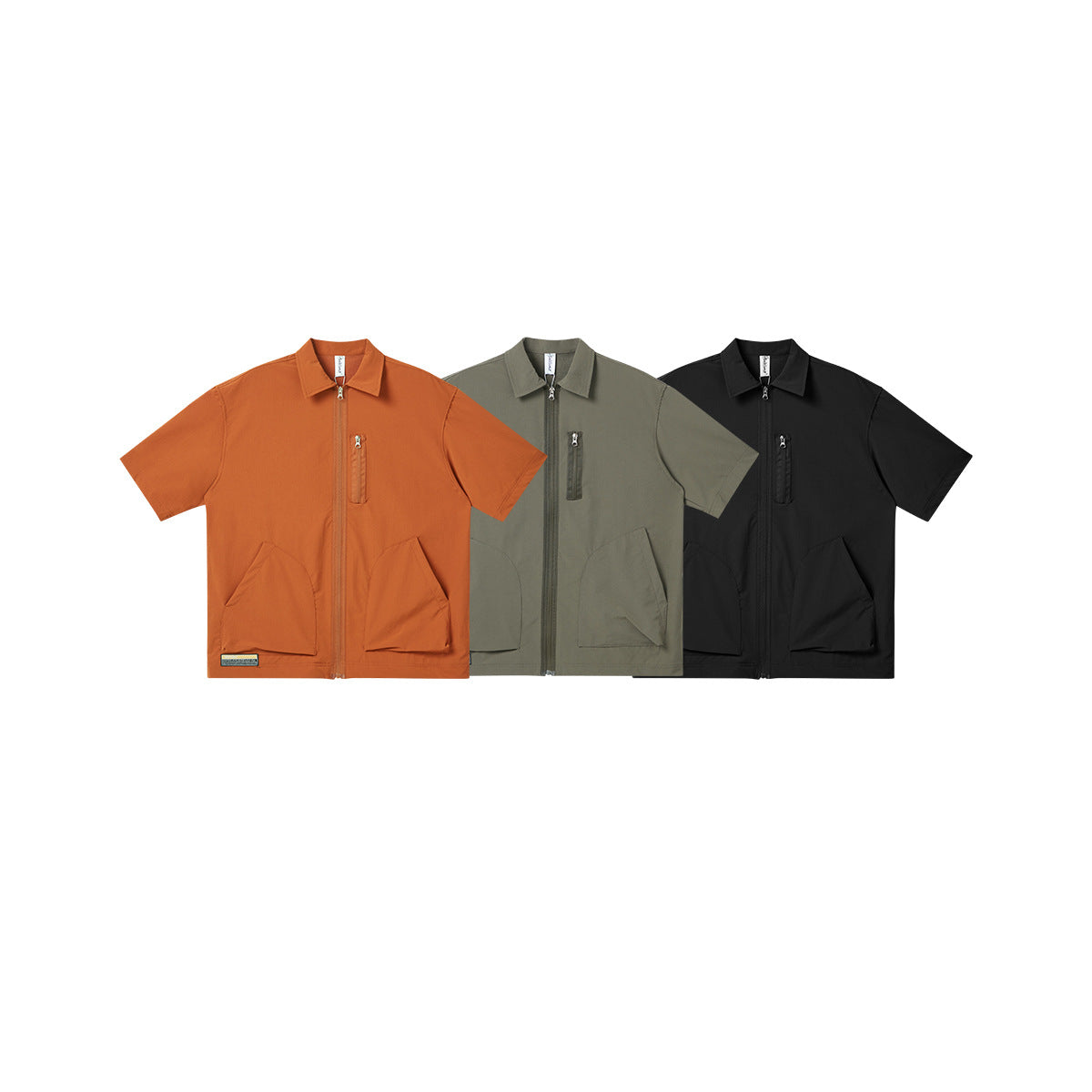無地アメカジジッパー半袖Tシャツ