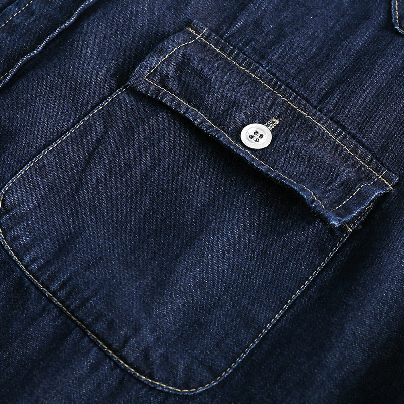 Denim pocket classic short sleeve shirt