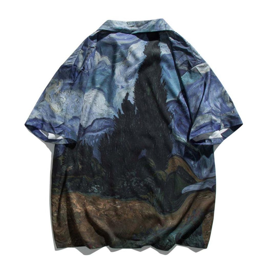 Cuban color retro all-over print aloha shirt short sleeve