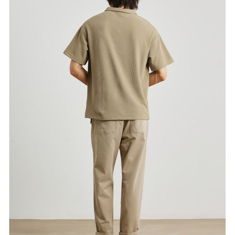 Embroidered Zipper Classic Polo Shirt
