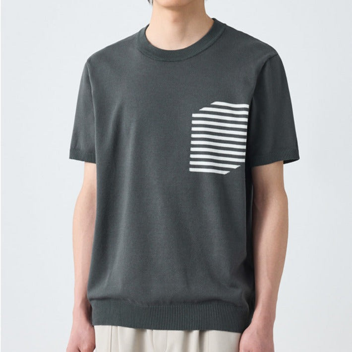 High-quality new striped pocket T-shirt