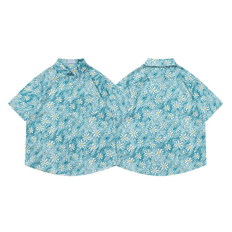 Fresh Hawaiian floral short-sleeved shirt