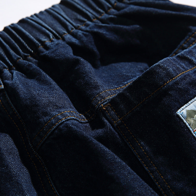 Classic simple blue straight jeans