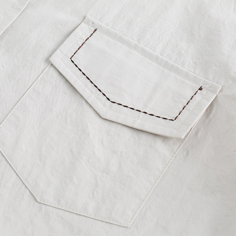 Retro casual plain work short sleeve shirt
