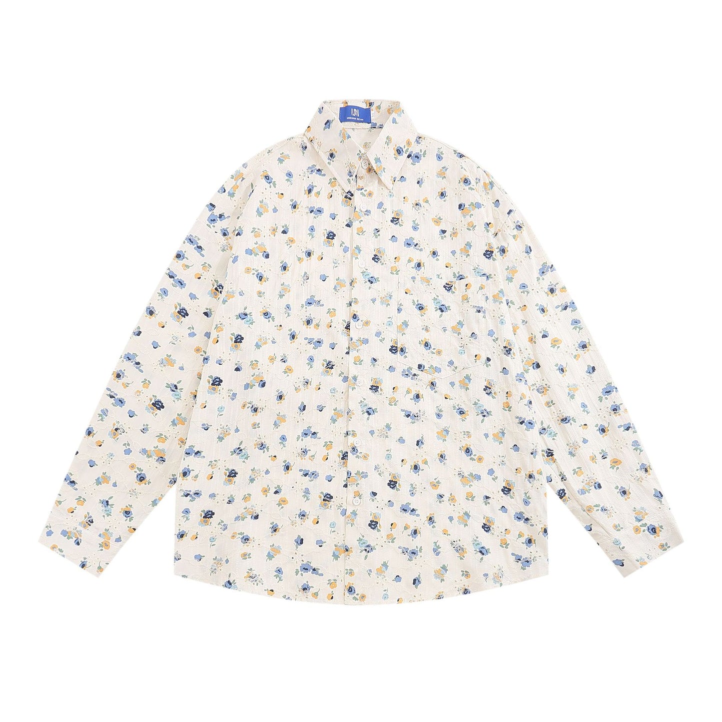 Retro small floral print long sleeve shirt