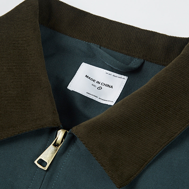 Plain corduroy neck casual jacket