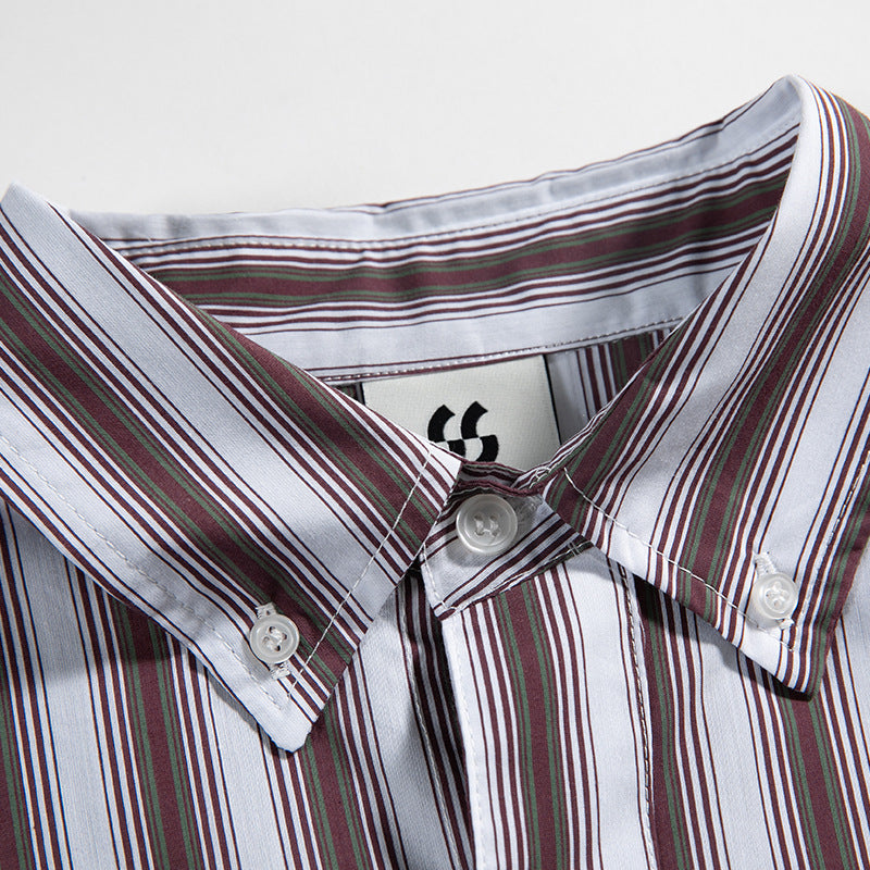 Classic striped work short-sleeved shirt
