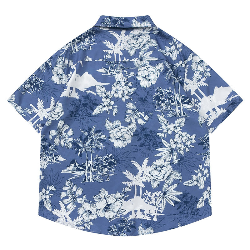 Hawaiian print floral all-over short-sleeved shirt