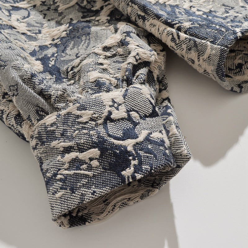 Ink painting pattern all-over autumn/winter jacket
