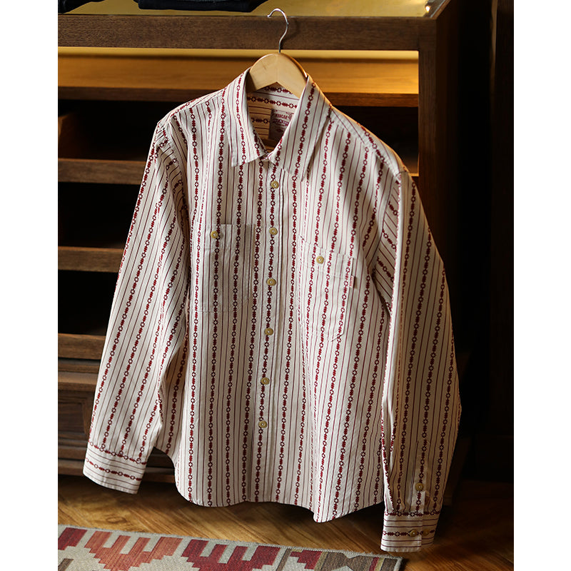 Navajo striped fine corduroy work shirt