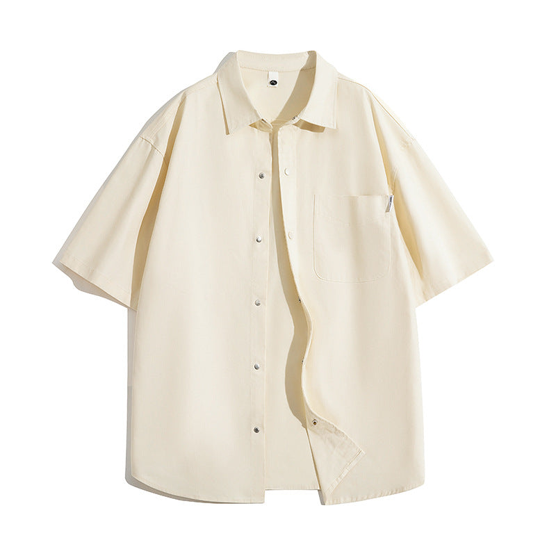 Plain casual half-sleeve men's shirt