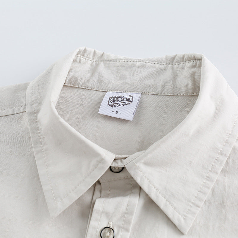 Retro casual plain work short sleeve shirt